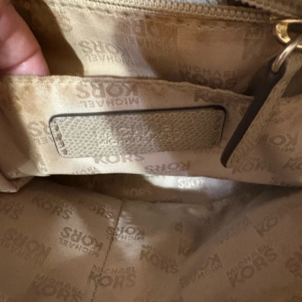 Michael Kors Taupe Satchel with Gold Accents